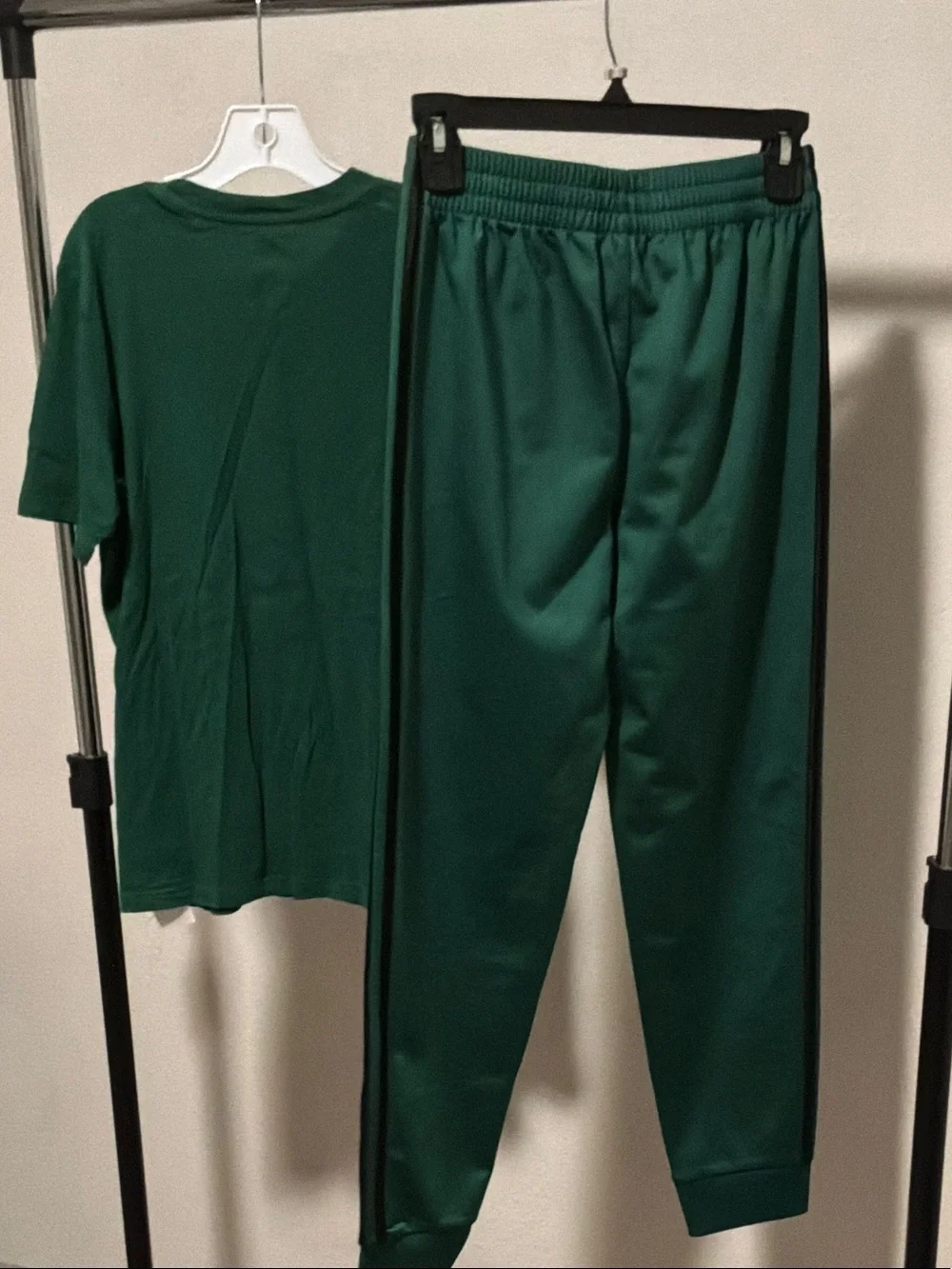 adidas Green Kids Track Joggers with Black Side Stripes